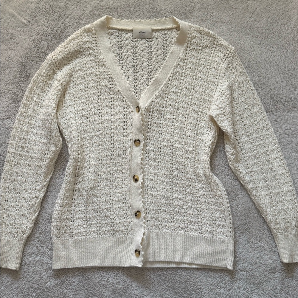 Aritzia Cream Button-Up Cardigan